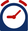 Blue and red icon clock - training in 5 minutes or less